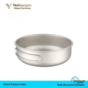 Eco-Friendly Heat Resistant Single Wall Titanium Lightweight Metal Bowl for Outdoor <b>Camping</b> Dinnerware Sets Folding Handle - Product Image 4
