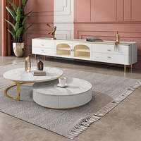 Ensemble de tables basses modernes extensibles en bois brillant pour salon, design simple et élégant