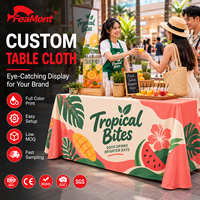 Nappe de table publicitaire personnalisée FEAMONT avec logo, 4ft, 6ft, 8ft, pour présentation en magasin, promotion, vente en gros, usine