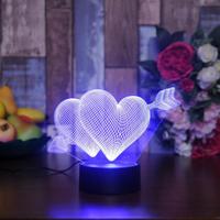 Cadeau de la Saint-Valentin pour petite amie, cœur d'amour holographique 3D à 7 couleurs changeantes, commande tactile électrique, lumières acryliques USB, anniversaire, femme