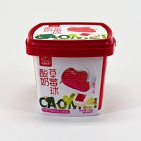 Luckytime IML Vente en gros de contenants en plastique pour glaces, boîtes avec couvercles pour desserts avec cuillère, qualité alimentaire, empilables