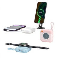Batterie externe magnétique sans fil style appareil photo rétro 10000 mAh avec mini clip arrière et doubles câbles intégrés pour iPhone 17/14 et Android