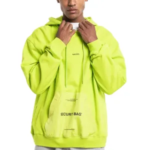 Manteau de sport pour hommes, Streetwear à LoGo personnalisé Oem, sweat à capuche, vêtements de Fitness, vert néon
