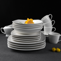Set d'assiettes blanches pour cuisine, grès cérame design personnalisé turc, assiettes carrées en céramique pour restaurant et hôtel