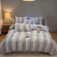 Parure de lit de luxe minimaliste en pur coton, adaptée aux nourrissons, douce et respirante, housse de couette et drap-housse, ensembles de literie haut de gamme