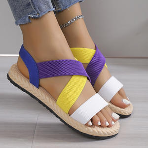 Sandalias Planas de <span class=keywords><strong>Tiras</strong></span> Anchas para Mujer, Sandalias Casuales de Verano con Tira Elástica Ancha, Sandalias de Diseñador con Punta Abierta para Dama - Product Image 2