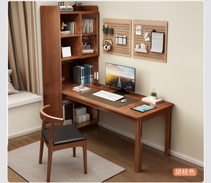 Hot-bán B2B rắn gỗ l-hình dạng góc Bàn Máy Tính Bền nhà văn phòng nghiên cứu bảng với kệ sách lưu trữ tủ - Product Image 4