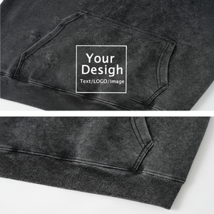 Sweat à capuche unisexe lavé à imprimé personnalisé Sweat à capuche vintage surdimensionné à double épaisseur - Product Image 1