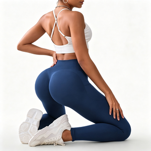 Leggings de <span class=keywords><strong>yoga</strong></span> taille haute sans coutures, effet ventre plat et push-up, avec poches, couleur unie, pour femme, idéal pour la gym et le fitness - Product Image 4