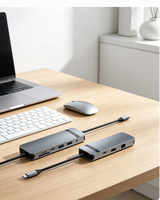 Station d'accueil pour ordinateur portable en métal, 9 ports Type C, pour Ethernet 4K 1 Gbps, charge PD 100W, USB-C avec lecteur SD/TF, en stock