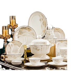 Service de vaisselle en céramique de Jingdezhen, ensemble de plats en porcelaine fine, vente en gros, assiettes de dîner domestiques, coffret cadeau de pendaison de crémaillère - Product Image 5