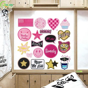Factory Design Custom Embroidered Patch Pink Heart Star Lips Fabric High Quality Wholesale Patches for Hats - Product Image 2