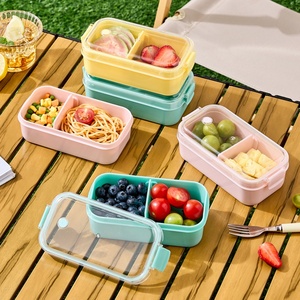 Portable Food Grade Plastic Rectangular <b>Lunch</b> <b>Box</b> Fruit Students Office Workers Home Use Divided <b>Lunch</b> - Product Image 6