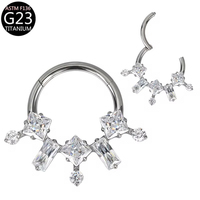 Anneau de nez en titane Freya G23 avec zircon cubique, boucles d'oreilles créoles tendance, anneau de septum et hélix pour filles, bijoux de piercing corporel de qualité implantable