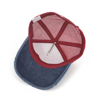 Chuangpei personnalisable 5 panneaux été maille camion chapeau en détresse lavé Denim décontracté adulte brodé drapeau américain Logo