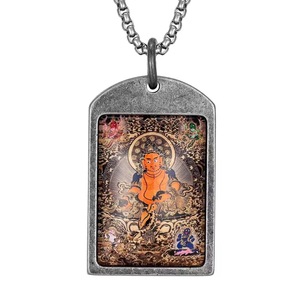 Thangka Style Buddha Amulet Pendant Stainless Steel Shield Shape <b>Necklace</b> For Men Women Fashion Jewelry 216097 - Product Image 5
