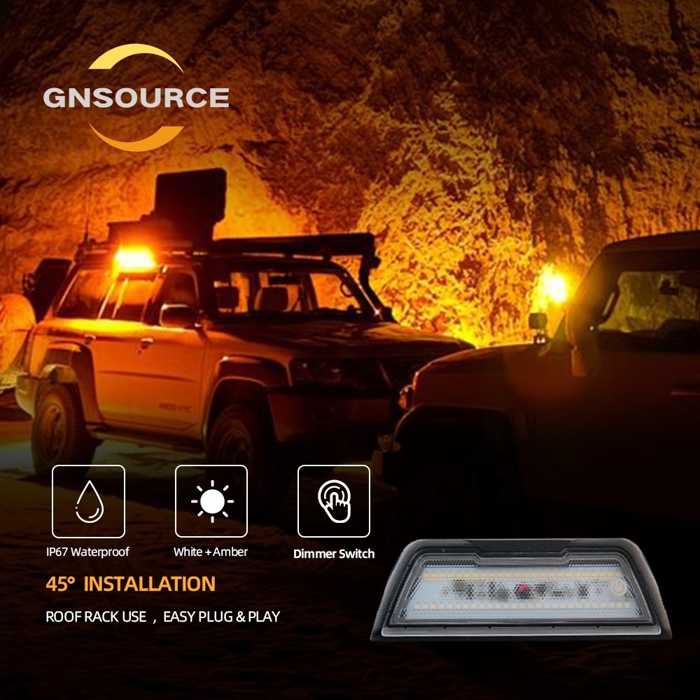 GNSOURCE Newest Design 12V 45-Angled LED Work Light IP67 Rated 5000K Daylight Touch Switch Bi/Tri-Color Dimming CRI 85 2-Year