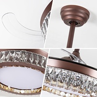 Ventilateur de plafond moderne pour chambre à coucher, réversible, 6 vitesses, avec minuterie, télécommande, pales rétractables, corps en bronze, 36W*2 LED