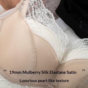 Reggiseno da donna in seta di gelso ultra-sottile, sexy, a mezza coppa, con misurazione, senza ferretto, push-up, regolabile, in pizzo color mandarino - Product Image 4