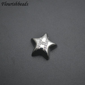 Metallo ottone a forma di stella CZ pavimentato 26 ventisei lettere distanziatore perline all'ingrosso - Product Image 5