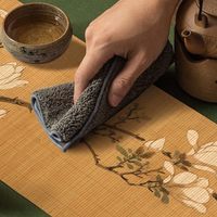 Chemin de table en bambou de style asiatique avec peintures chinoises anciennes, motif floral de magnolia, décoration zen, tapis de table pour la maison/le bureau