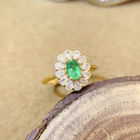 Bague de Fiançailles et d'Anniversaire pour Femme en Argent Sterling 925 avec Émeraude Naturelle – Vente en Gros Usine à Bon Prix