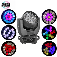 Projecteur Wash à Tête Mobile Zoom RGBW 19x15W, IP20, Durée de Vie 50000H, Gradation Linéaire, Stroboscope 1~25Hz