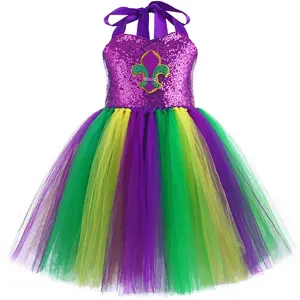 वयस्क लड़कियों और बच्चों के लिए मार्डी ग्रास सेक्विन पोशाक, हॉलिडे पार्टियों के लिए ट्यूल टूटू ड्रेस सेट पॉलिएस्टर सामग्री