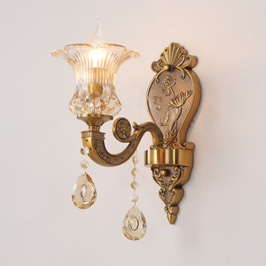 ヨーロピアンスタイルクラシッククリスタルレトロ寝室ベッドサイドランプ高級アンティーク亜鉛合金ホテル廊下用インテリア照明 - Product Image 5