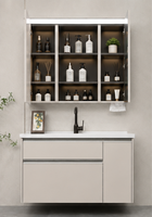 Meuble-lavabo de salle de bain avec vasque en céramique, lavabo simple, meuble-lavabo moderne avec tiroirs de rangement, miroir intelligent mural, pour la maison et l'hôtel