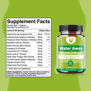 Potente suplemento herbal de la mejor calidad con cápsulas de cloruro de agua, soporte de equilibrio de fluidos, cápsula de vitamina B6 - Product Image 2