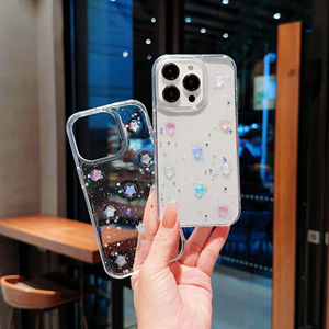 New Night Glowing Mini Drip Glue <span class=keywords><strong>Star</strong></span> Pattern Anti-Drop Phone Case para iPhone 12 13 14 15 Pro Max Fundas para teléfonos móviles - Product Image 5