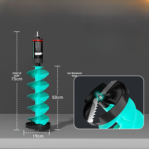 Barrena Eléctrica para Perforar Hielo para Pesca de Lucios, Composición Metálica, Tamaños 50cm/75cm/105cm, Diseño Flotante con Batería de Litio Impermeable - Product Image 1