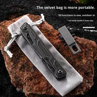 Couteau de camping multifonctionnel industriel en acier inoxydable 19-en-1 pliable à monter sur voiture, ouvre-bouteille, survie en plein air, usage quotidien, OEM