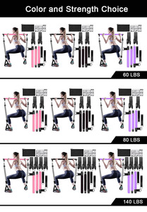 Kit Barra Pilates per Gambe, Fianchi, Vita e <span class=keywords><strong>Braccia</strong></span> con Bande di Resistenza TPE Impilabili, Barra Pilates in Acciaio Inossidabile 95cm, Attrezzatura per <span class=keywords><strong>Allenamento</strong></span> - Product Image 6