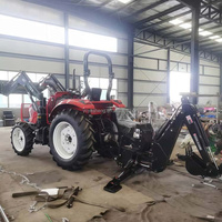 4x4 Landwirtschaftlicher Radtraktor mit Heckbagger im Angebot, Anhängbare Baggerlader, Neuzustand, Ladermaschine mit Kernpumpenkomponente