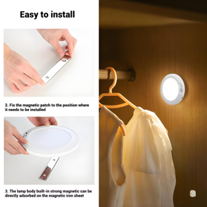 Diseño moderno Sensor de movimiento inteligente LED Luz de noche 3000K/6000K Mini luz de techo redonda ajustable para armario de pasillo de dormitorio - Product Image 6