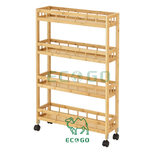 Multifunzione di bambù carrello di stoccaggio <span class=keywords><strong>cucina</strong></span> sottile <span class=keywords><strong>Mobile</strong></span> scaffalature unità che serve 4 livelli carrello carrello con ruote chiudibili a chiave ruote - Product Image 2