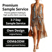 Robe pour femmes, col halter, sexy, col en V, imprimé léopard, dos nu, robes élégantes d'été pour femmes