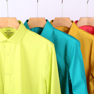 Logo personalizzato elasticizzato elegante <span class=keywords><strong>uomo</strong></span> d'affari manica lunga <span class=keywords><strong>verde</strong></span> tinta unita camicie da <span class=keywords><strong>uomo</strong></span> - Product Image 6