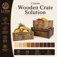 Caisses à légumes en bois rustiques et écologiques, boîtes de rangement pour produits frais, impression personnalisable, marque Landy, Shandong OEM, marchés agricoles