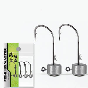 Cabeza de Jig de Pesca de Agua Salada de Gran Resistencia con Anzuelo para Pesca de Lubina, Señuelo Flotante de Camarón, Cebo Artificial Negro - Product Image 1