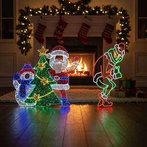 Luci Natalizie a Forma di Grinch in Acciaio, Decorazione da Giardino a Grandezza Naturale con LED, Grande Volto del Grinch Animato con Luci - Product Image 4