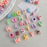 Perles acryliques alphabet plaquées UV, 26 lettres, grand trou, perles en vrac pour bijoux personnalisés DIY