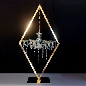 LANJO Luxury Diamond Shape Metal Candelabra <b>Stand</b> Acrylic <b>Crystal</b> Wedding Candle Drops Dining Tables Party Home Decoration - Product Image 6