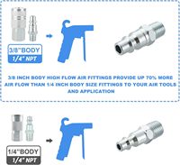 Accessoires industriels en alliage pour outils pneumatiques, raccord rapide haute pression 3/8 pouce, débit 0,5-1,5 CFM, corps de 1/4 pouce, filetages NPT