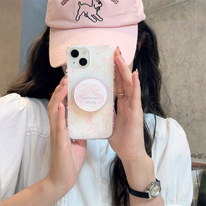 เคสโทรศัพท์แม่เหล็กติดโบว์ริบบิ้นสีชมพูสำหรับ iPhone 17 Pro Max 16 15 14 น่ารักสไตล์สาวหวาน ป้องกันอย่างดี ฝาหลังนิ่ม - Product Image 1