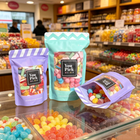Sachet d'emballage personnalisé en plastique anti-humidité avec fenêtre transparente pour bonbons, fabrication directe avec logo sur mesure