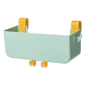 Storage Basket With Hooks For Bedside Dormitory Multifunctional Organizer Rectangle Light Tea Green Elegant <b>White</b> - Product Image 5
