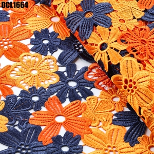 Tela de Encaje Guipur Nigeriano con Cordón y Pedrería, Tela Bordada Aso Ebi para Vestido de Fiesta - Product Image 4